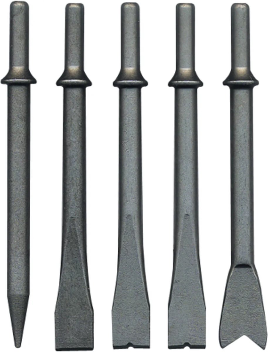 CriKo set van 5 beitels voor compressor hakhamer - Zeskant schacht Ø 10.2 mm - Lengte 175 mm