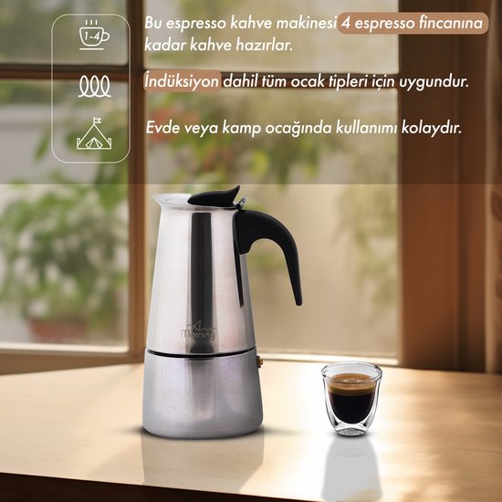 Any Morning Percolator - Espressomaker RVS - Italiaanse Koffiepot 200 Ml