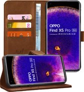 Hoesje geschikt voor Oppo Find X5 Pro - Portemonnee Book Case Bruin