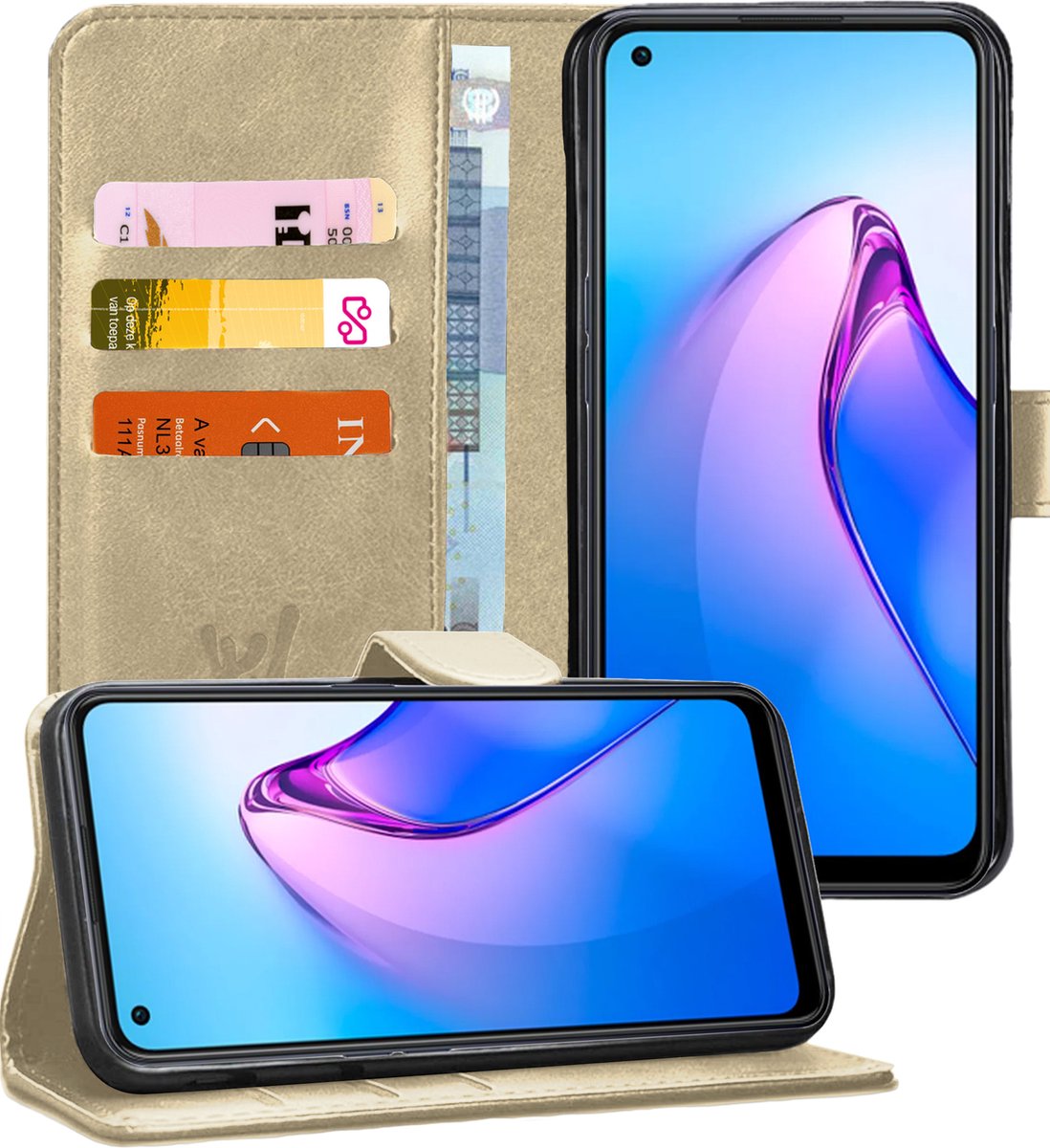 Hoesje geschikt voor Oppo Reno 8 - Portemonnee Book Case Goud