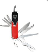 Couteau de poche Volkswagen - Style rétro - 10 outils - Acier inoxydable - Rouge / Noir