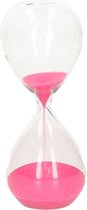 Zandloper cilinder Timer - decoratie of tijdsmeting - 10 minuten roze zand - H16 cm - glas