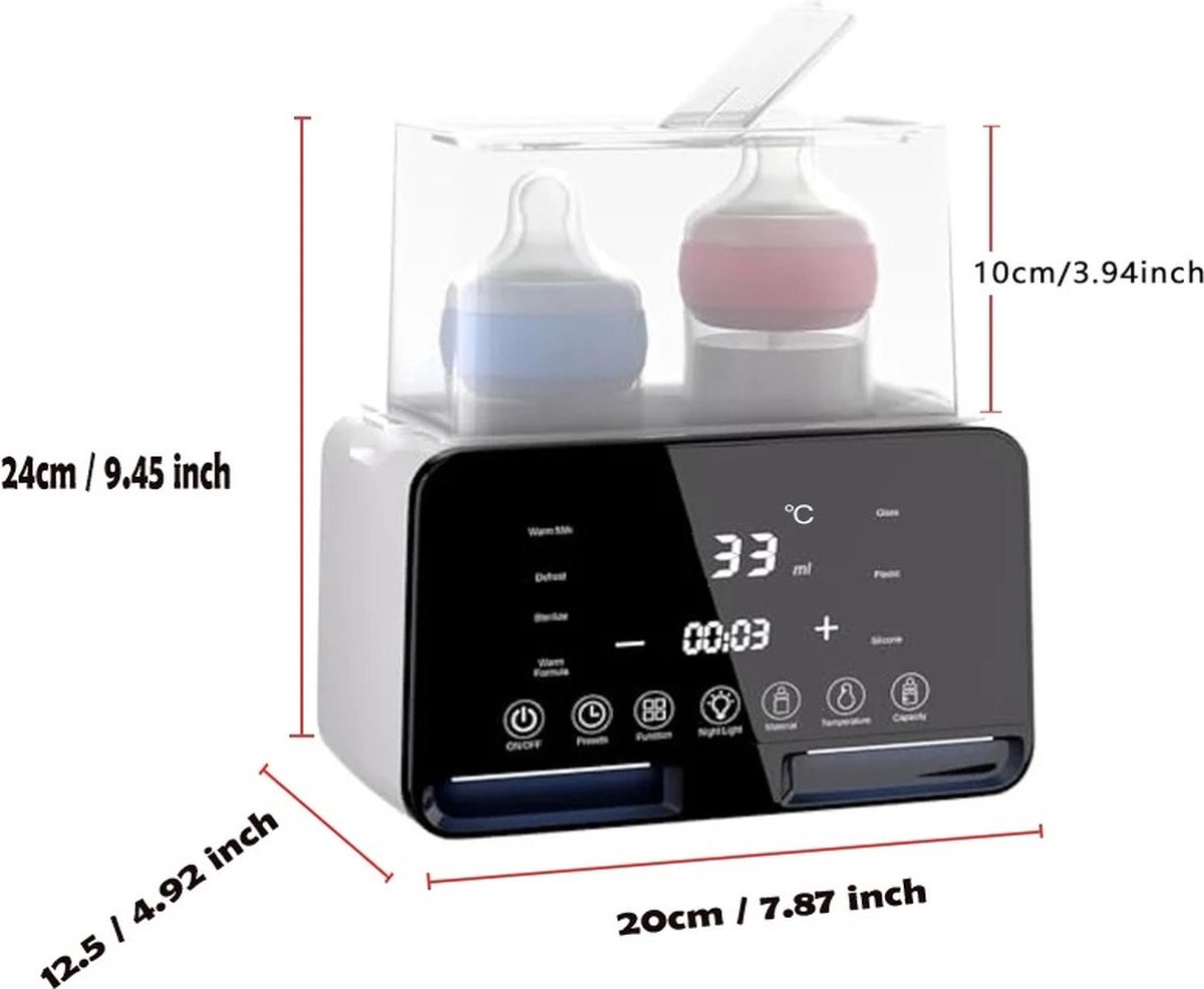Chauffe-biberon 8-en-1 Avec Stérilisateur - Écran LCD, Fonctions Décongélation, Maintien Au Chaud, Cuisson Vapeur - 6