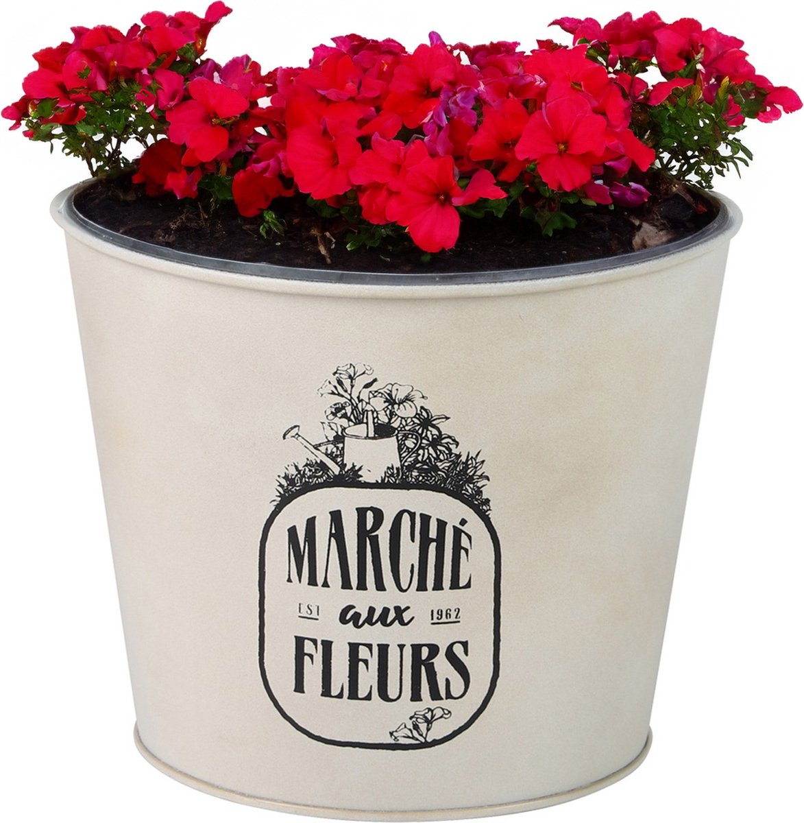 Goedkoopste Sunnydays /plantenpot/bloempot - zink - ivoorwit - D17 x H14 cm