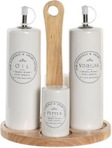 Ensemble Distributeur Huile Vinaigre Sel Poivre - 4 Bouteilles Inox Sur Support, Cuisine Élégante & Pratique