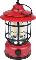 Benson Stormlantaarn - rood - oplaadbaar - dimbaar - 17 x 10 cm - retro campinglamp