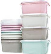 12 stuks voedselcontainers, ronde plastic containers van 1 liter, BPA-vrij, magnetronbestendig, vaatwasserbestendig, vriezerbestendig, containers met deksels