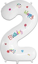LUQ - Cijfer Ballonnen - Cijfer Ballon 2 Jaar Happy Birthday Groot - Helium Verjaardag Versiering Feestversiering Folieballon