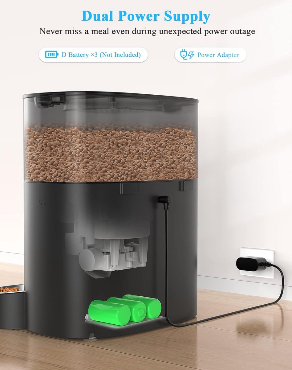 HoneyGuaridan Automatic Feeder 2 Cats WiFi, with APP Control, 6L Automatic Feeder for Cat and Dog, 6-288g per Meal, Portions and Hours Programmable, Voice Recording, Up to 6 Meals per Day HoneyGuaridan Automatic Feeder 2 Cats WiFi, with APP Control, 6L Automatic Feeder for Cat and Dog, 6-288g per Meal, Portions and Hours Programmable, Voice Recording, Up to 6 Meals per Day