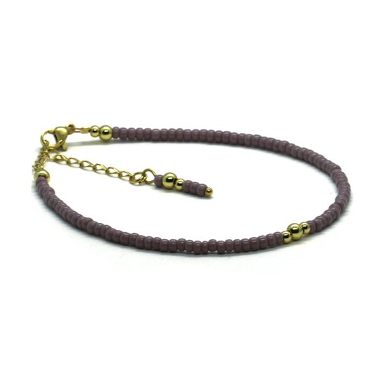 Bracelets de cheville de cheville Violet - acier inoxydable doré - 3mm