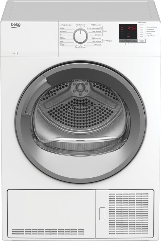 Beko DBBU8112GA0WS, Vrijstaand, Voorbelading, Condensatie, Wit, Knoppen, Draaiknop, Rechts