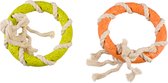 Duvoplus - Speelgoed Voor Dieren - Hond - Eco Rubber Ring Bamboe/rijst + Katoen 12,5x12,5x3,2cm Gemengde Kleuren - 1st