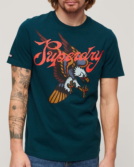 Superdry Tattoo Script T-shirt Met Korte Mouwen Blauw L Man