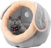 Hondenbed met Donutvorm - Zachte Knuffelmand voor Huisdieren en Slaapkussen voor Katten en Kleine Puppy's - Antislip Kattenhol Wasbaar (Grijs)