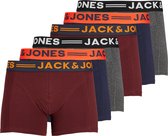 Jack & Jones Boxershorts JACLICHFIELD - 6 pack - Trunks - Burgundy / Navy / Grijs - Heren Onderbroek - Maat XXL