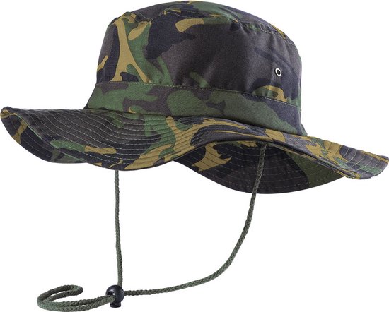 Chapeau Safari camouflage - Chapeau bucket - Chapeau bucket - Chapeau de soleil - Femmes et hommes - Polyester - Vert