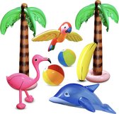 8 Pièces Palmiers Gonflables Flamingo Jouets Gonflable Banane Balles De Plage Volant Perroquet Dauphin pour Hawaii Party Luau Party Decor Beach Decor