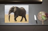Inductieplaat Beschermer - Afrikaanse Olifant - 75x55 cm - 2 mm Dik - Inductie Beschermer - Bescherming Inductiekookplaat - Kookplaat Beschermer van Zwart Vinyl