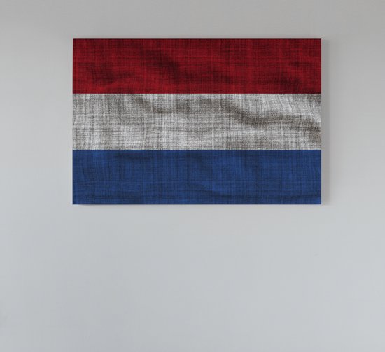 Canvas Schilderij - Nederlandse vlag- Wanddecoratie - 90x60 cm