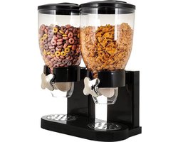 MikaMax Cornflakes Dispenser - Voorraadbus - Cornflakes Voorraadpot - Ontbijt Granendispenser - Zwart - 2 x 500 Gram