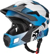 ROCKBROS Fietshelm Integraalhelm Kind Jeugd voor BMX/MTB/Downhill Crosshelm Integrale Helm Kinderhelm met Afneembare Kinbescherming Verstelbaar 48-54CM Blauw