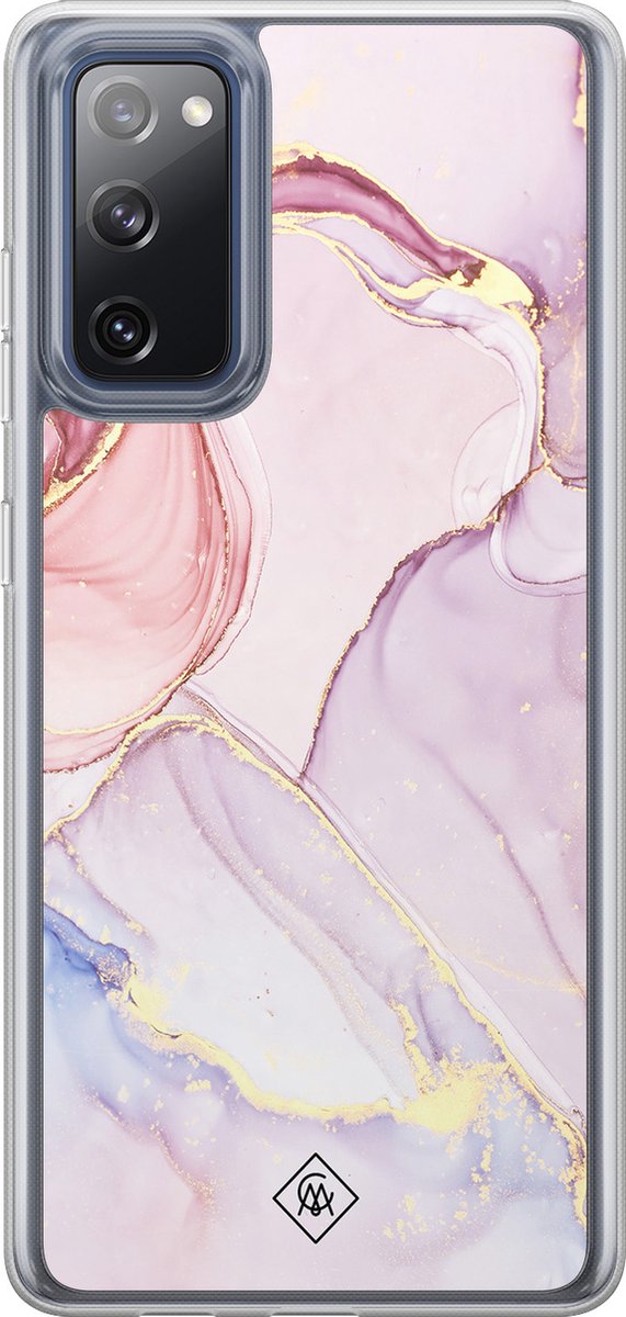 Casimoda® hoesje - Geschikt voor Samsung Galaxy S20 FE - Marmer roze paars - 2-in-1 case - Schokbestendig - Marble design - Verhoogde randen - Paars, Transparant