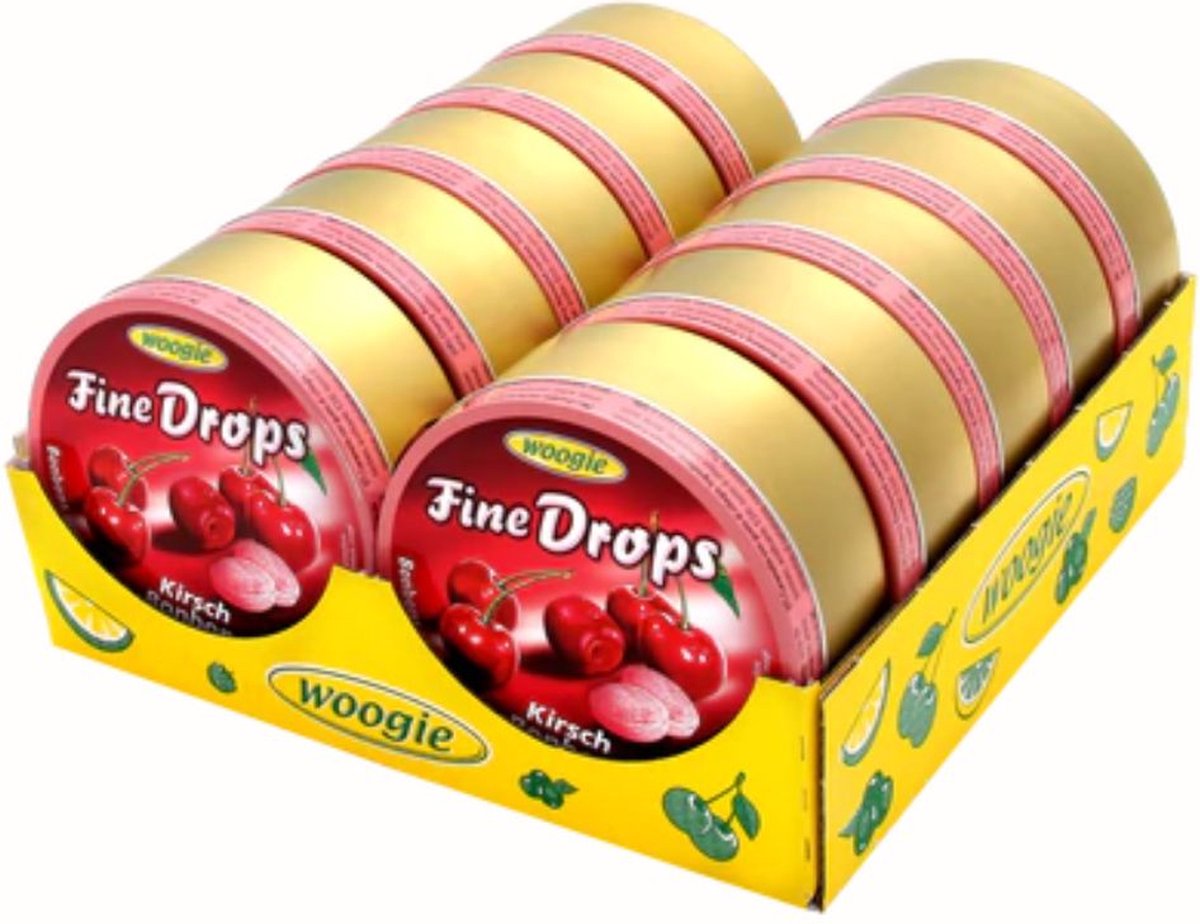 Woogie Fine Drops Kersen 200 g - Doos 10 stuks