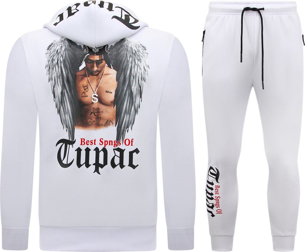 Joggingpak Heren 2pac - Trainingspak Tupac- Huispak - 10998 - Wit