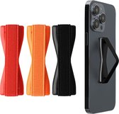 Porte-doigts kwmobile pour smartphone - Poignée pour téléphone - Porte-doigts autocollant - Set de 3 - En noir / orange / rouge
