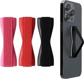 Porte-doigts kwmobile pour smartphone - Poignée pour téléphone - Porte-doigts auto-adhésif - Set de 3 - En noir / rouge / rouge foncé