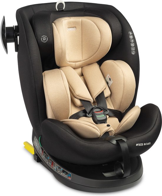 iSize Autostoel Isofix Groep 0+1+2+3 draaibaar vanaf de geboorte tot 12 jaar Beige