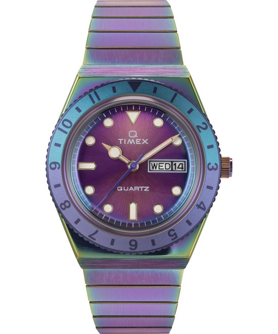 Timex Q Reissue TW2W41100 Horloge - Staal - Paars - Ø 36 mm