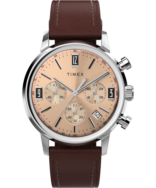 Timex Marlin Chrono TW2W51400 Horloge - Leer - Bruin - Ø 40 mm