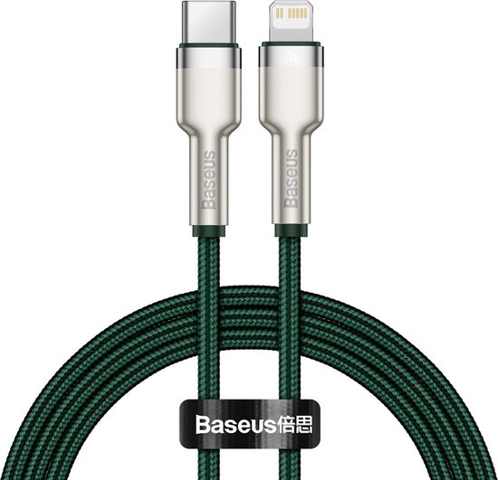 Baseus Cafule, 1 m, Lightning, USB C, Mannelijk, Mannelijk, Groen