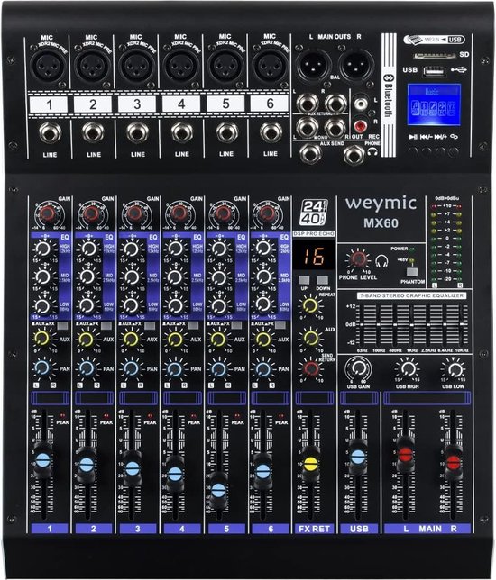 WEYMIC MX-60 professionele mix (6-kanalen)