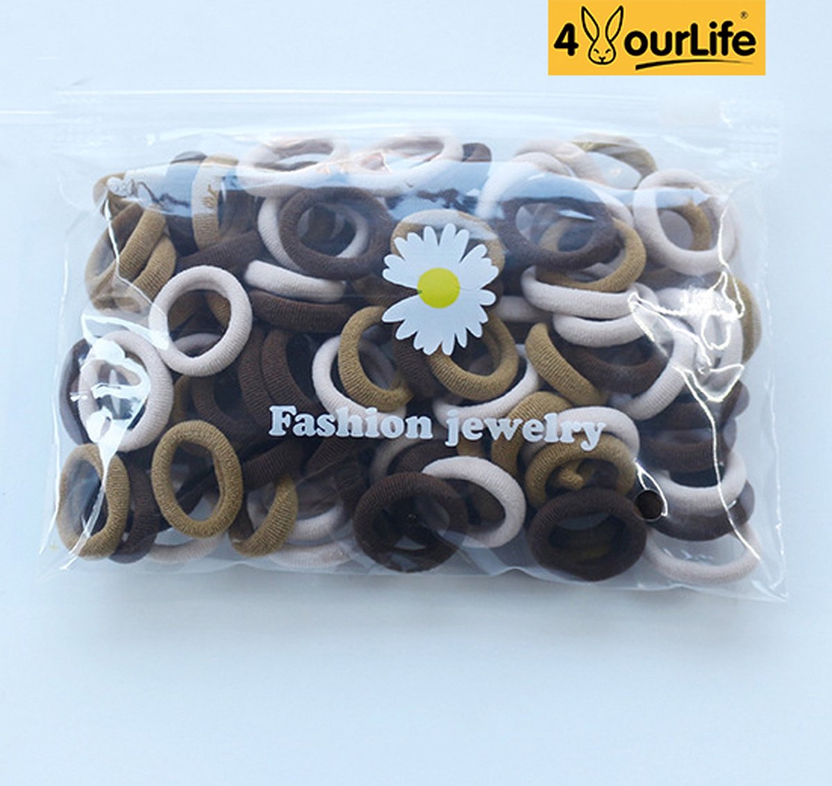 Dikke Haarelastiekjes - 100 stuks - Karamel kleur - Ø 20mm - 5mm Dik - Elastiek - Haar Accessoires - Kinderen - Peuter - Baby - Gift - Cadeau