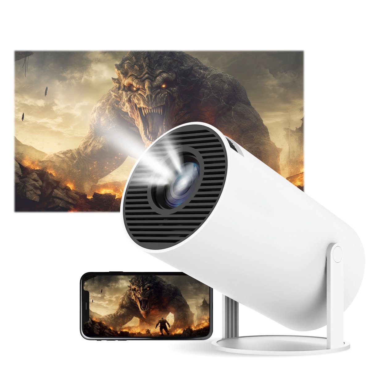 Magcubic Beamer- Mini Beamer - Mini Projector - Android 11 - 4k support - hy300 - 8000 lumens - led lamp - Wifi Bluetooth HDMI - Wit - Merkloos