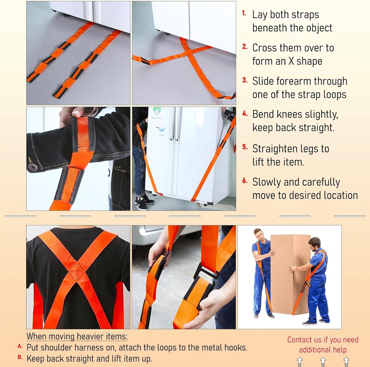 Sangles De Déménagement Pour 2 Personnes - Charge Max 220kg - Polyester Renforcé - Pour Meubles Lourds, Électroménagers, Matelas