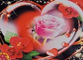 Denza - Diamond painting roos met hartvorm 40 x 50 cm volledige bedrukking ronde steentjes direct leverbaar - love - liefde - bloem