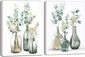 Schilderen op nummer, voor volwassenen, bloemen, schilderen op nummer, plant, doe-het-zelf handgeschilderd, olieverfschilderijset met 3 penselen en acrylverf, schilderen op nummers, knutselen
