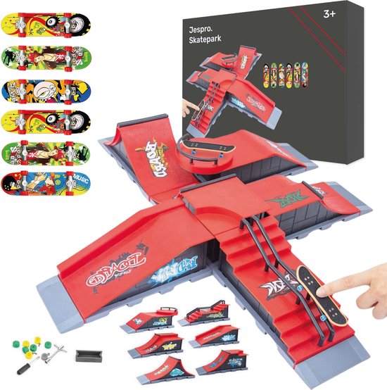 Jespro Fingerboard skatepark - Set - 6 Ramps - Incl 6 skateboards - Vinger - Tech - Skateboard - Mini - Deck