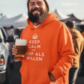 Oranje Koningsdag Hoodie Keep Calm And Zuip Als Willem - MAAT 4XL - Oranje Feestkleding