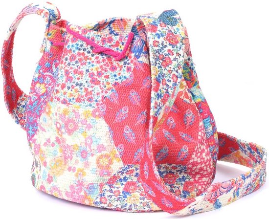 Tas Dames - Bucket Bag met Zomerse Print - Kwastjes - 24x17 cm - Roze