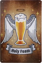 Mancave wandbord – Holy Foam – Wandbord – Tekstbord – Mancave – Beer - Bier – Metalen borden – Mancave decoratie - Metalen wandbord - 20 x 30cm – Cave & Garden