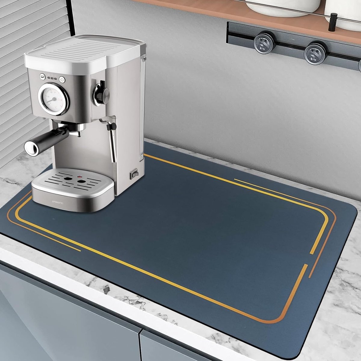 Goedkoopste Afdruipmat, servies, onderlegger, koffiezetapparaat, antislip, sneldrogend, siliconen mat, koffiemat, absorberende afdruipmat voor keuken, koffiezetapparaat en spoelbak (60 x 40 cm