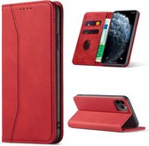 iPhone 12 Pro Bookcase Case - Magnétique - Cuir - Portefeuille - Book Case - Wallet - Flip Cover - Apple iPhone 12 Pro - Rouge