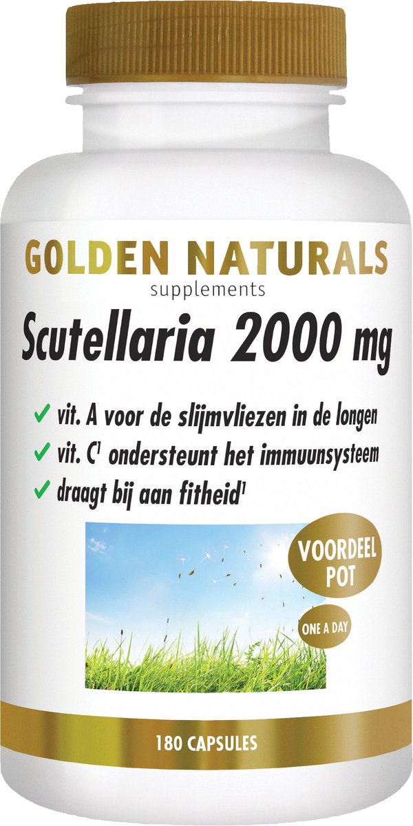 Goedkoopste Golden Naturals Scutellaria 2000mg (180 veganistische capsules