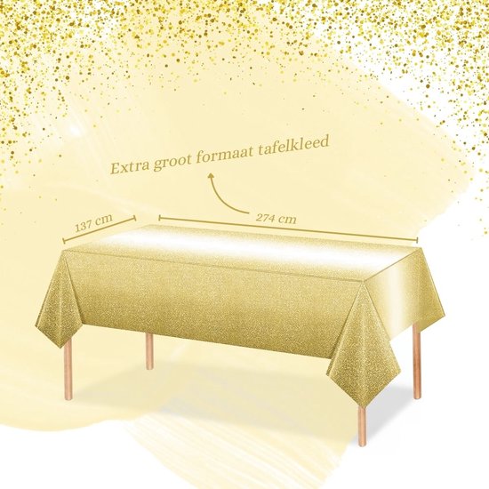 Tafelzeil-tafelkleed Zwart 140 X 175 Met Tafelloper Wit Met Gouden Sterren   Tafellakens