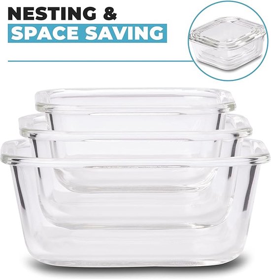 Voedselopbergcontainers - Set of Glass Food Storage Containers