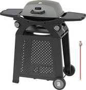 KitchenBrothers Gas BBQ - Staand en Tafelmodel Barbecue - Tafelbarbecue - Anti-aanbaklaag - 37x48 cm Grilloppervlak - Zwart